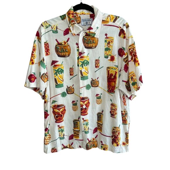 Five Crown Vintage Hawaiian Tiki Club Buddha AOP Aloha Camp Shirt Size Medium - Picture 1 of 11